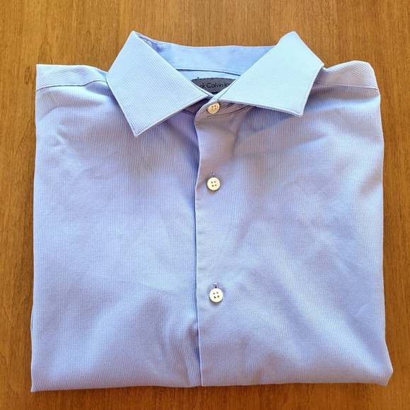 Calvin Klein light blue Dress Shirt ‎ | No Iron | 100% Cotton | Men M | Slim Fit - Picture 4 of 11